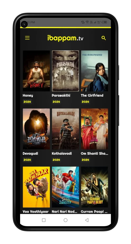 bappam tv app inerface