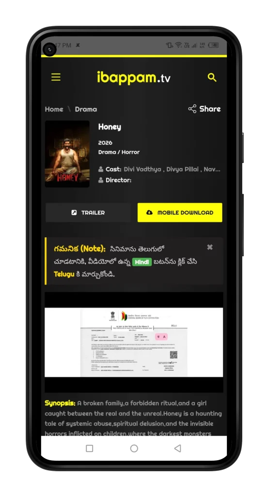 bappam tv app inerface